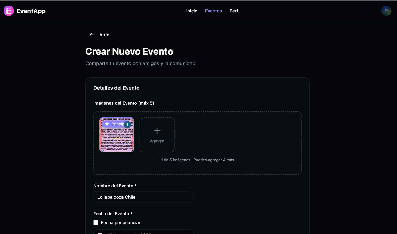 Event creation flow
