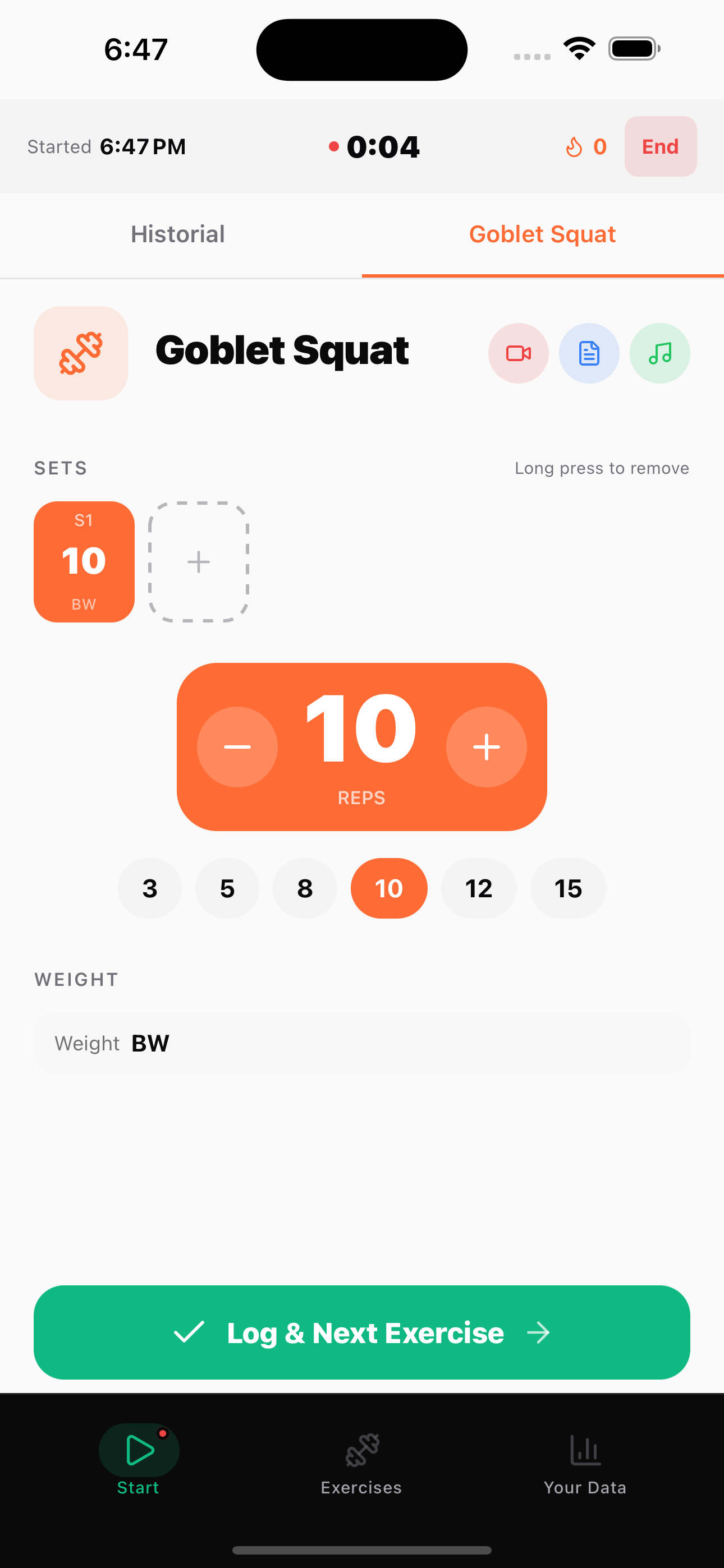 Exercise detail view